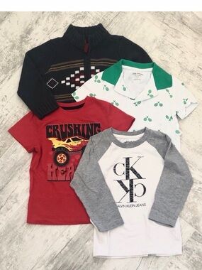 Bundle of kid’s shirts - Carters (NWT), Calvin Klein, Joe Fresh. Most are 4T.
